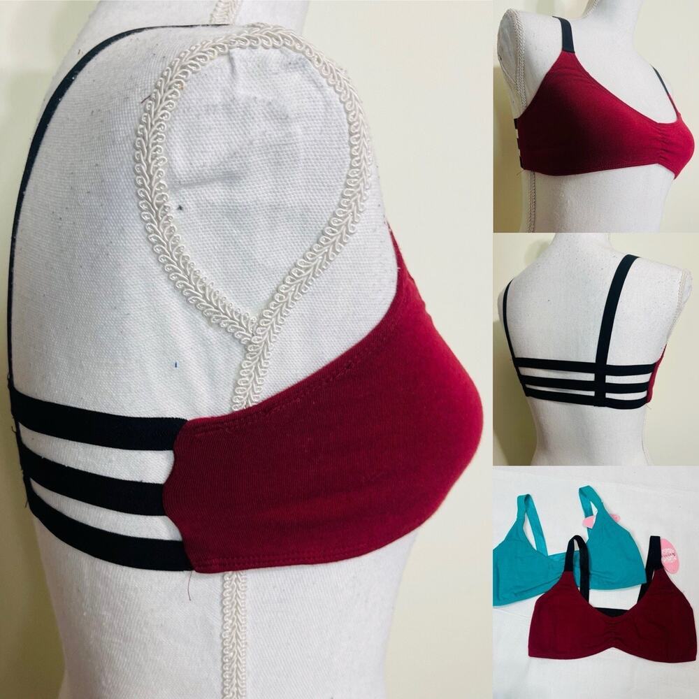 2-pack Anemone Sexy Soft Stretch Comfy Bra Lingerie Pentagram Strappy Back